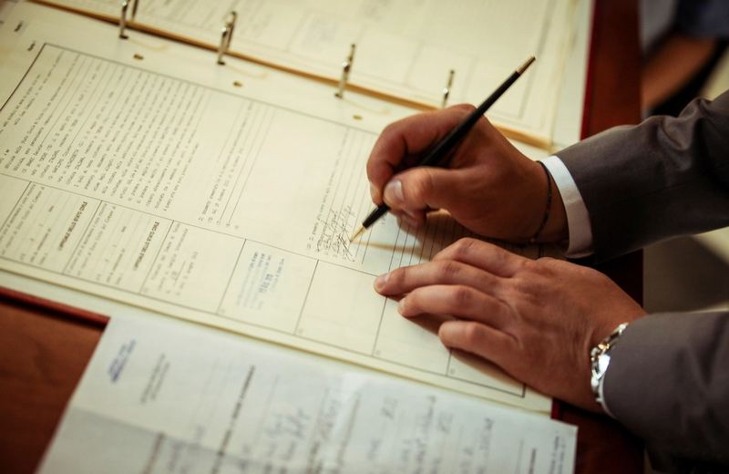 Signing an official register